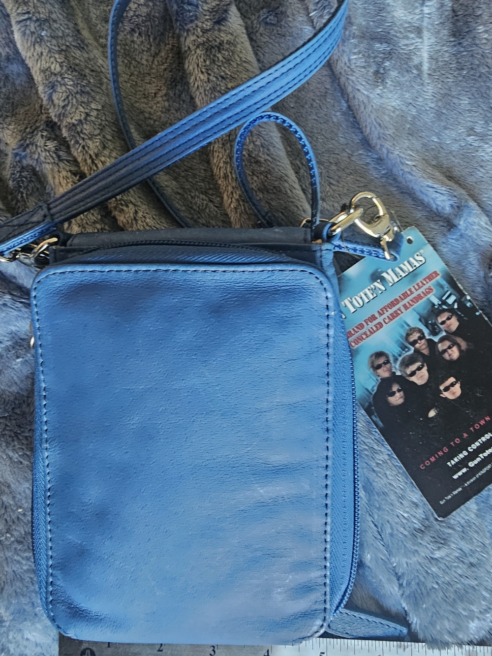 GTM - Blue Leather Crossbody Bag with Adjustable Strap